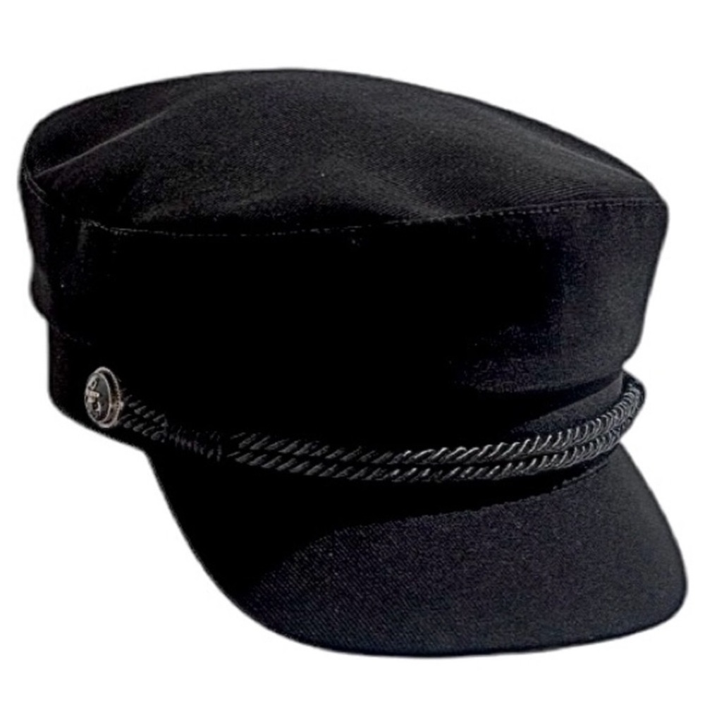 Black Soft Matte Newsboy Cap Rope Detail Baker Boy Sailer Hat New - Picture 3 of 13